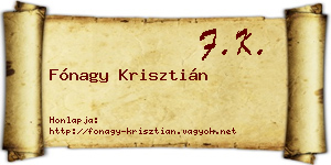 Fónagy Krisztián névjegykártya